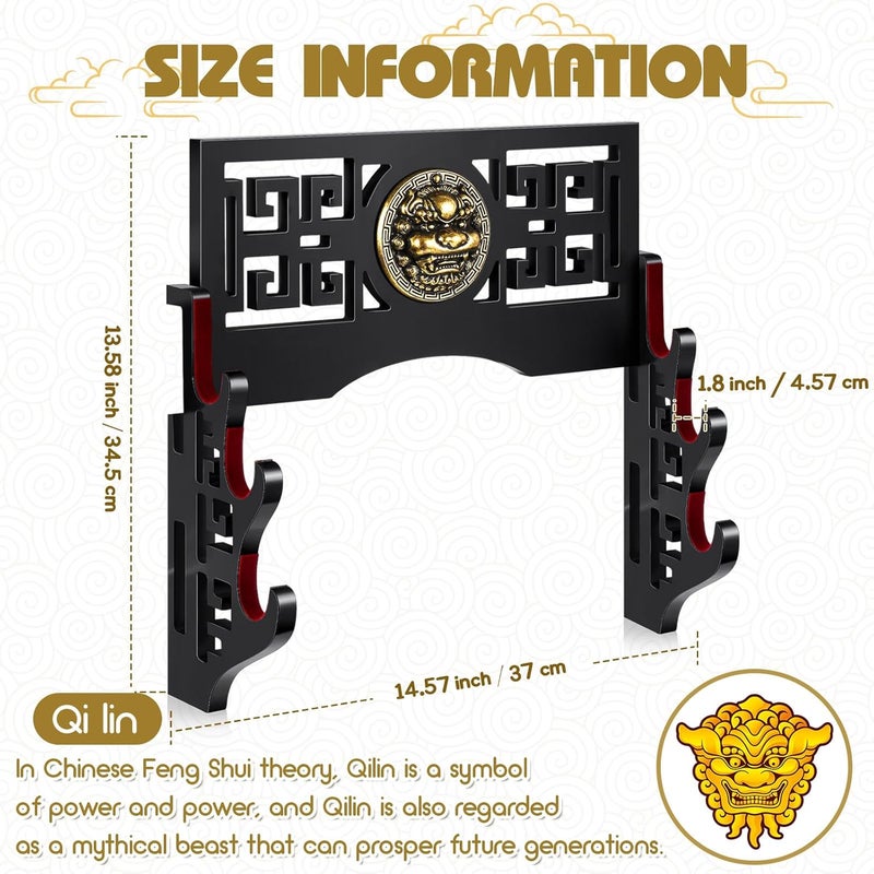 Barydat Katana Mount Sword Holder Stand Wall Mount Katana Samurai Sword Display Rack Hanger for Japanese Wakizashi Hobby Collection Gifts for Men(3 Tier) - Image 2